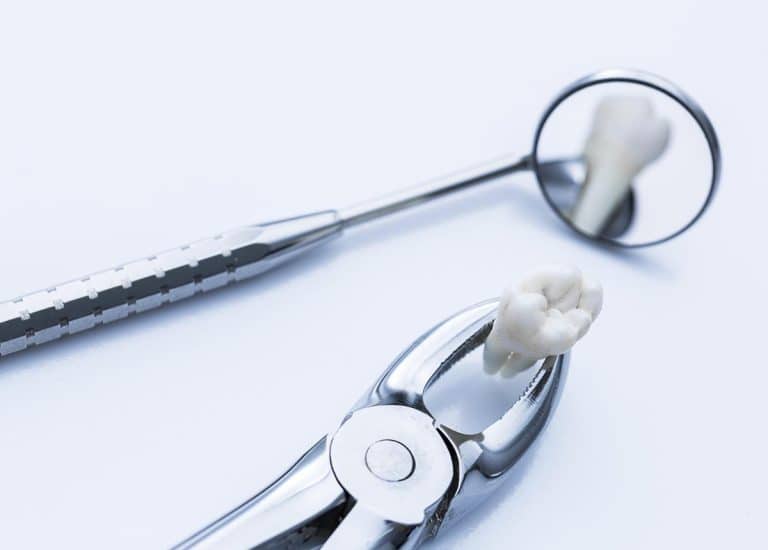 Un clește dentar pe un fundal alb.